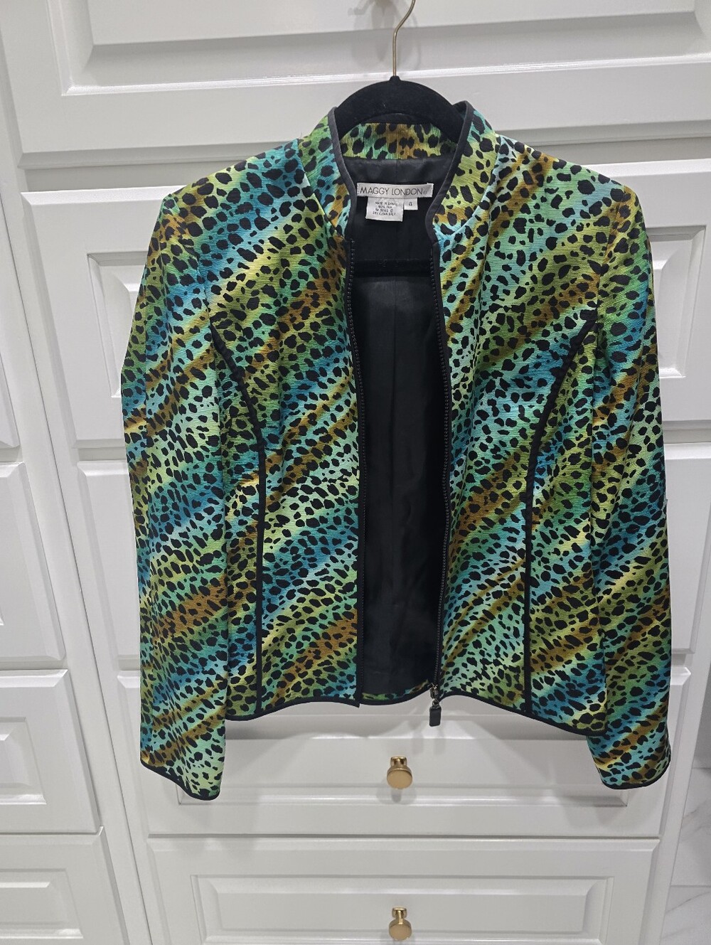 Maggy London 100% Silk Animal Print Jacket Women's 4 Quiet Luxury Meets Mob Bo - Picture 9 of 10
